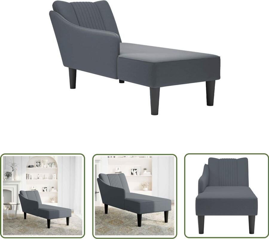 The Living Store Chaise longue met rechterarmleuning fluweel donkergrijs Dynamische Sleutel Gereedschapset Klikmechanisme Torque Wrench Handgereedschap - Foto 2