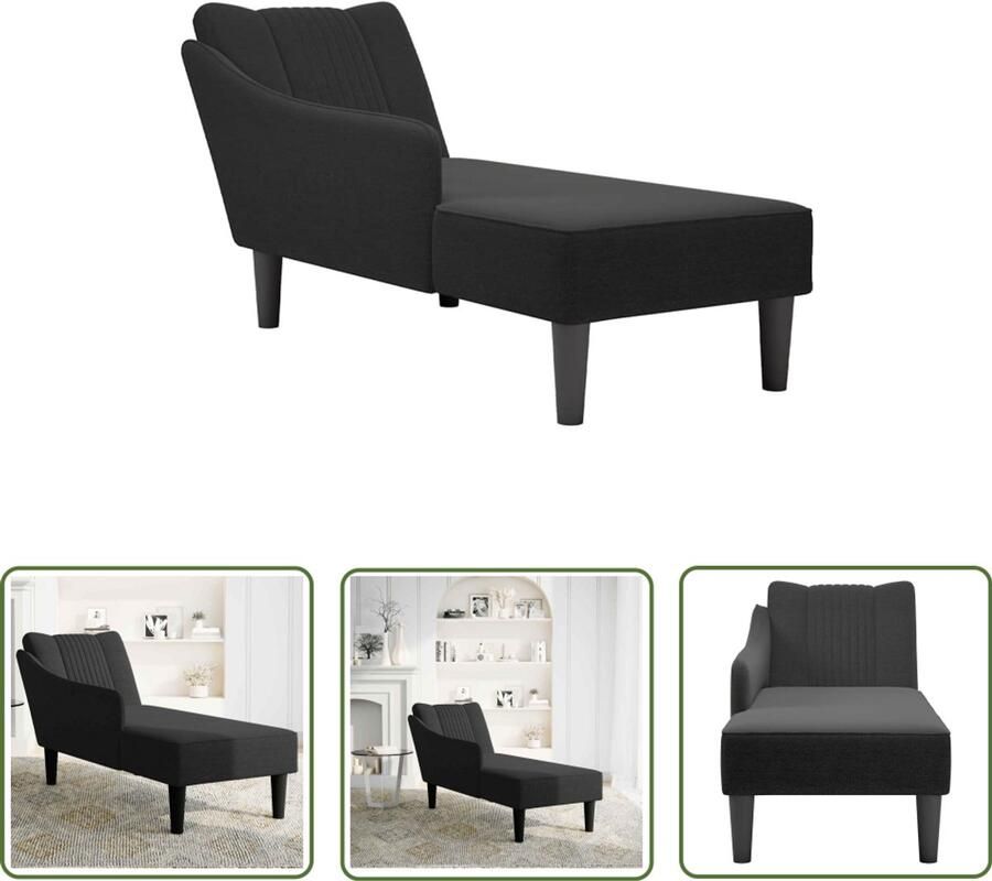 The Living Store Chaise longue met rechterarmleuning stof zwart Dynamische Sleutel Sleutelset Gereedschap Mechanica Draai Moment - Foto 2