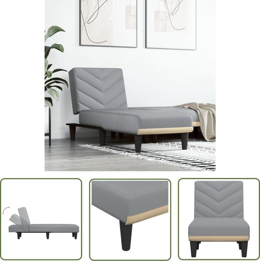 The Living Store Chaise Longue Verstelbaar Lichtgrijs 55x140x70cm Ademende Stof Multiplex Verstelbare Chaise Lounge Ligstoelen Loungestoel Relaxfauteuil Fauteuil - Foto 2