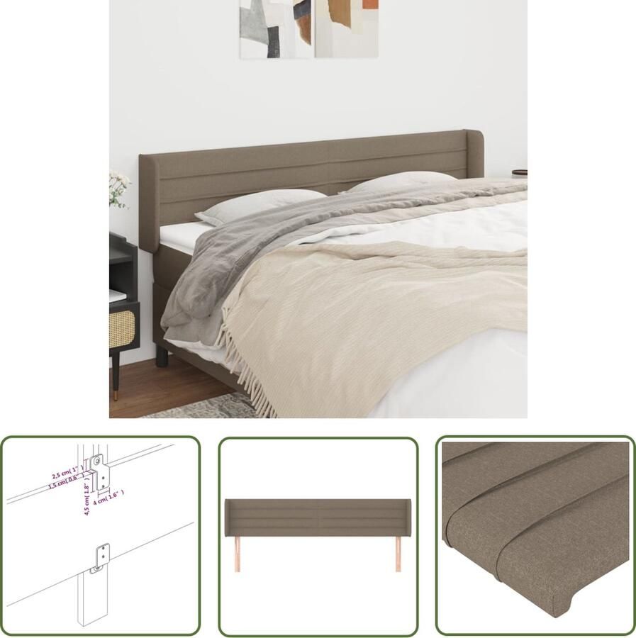 The Living Store Classic Hoofdbord Taupe 163 x 16 x 78 88 cm Stof Hout Hoofd Bord Hoofdkussen Beddecoratie Slaapkamers Klassiek Design