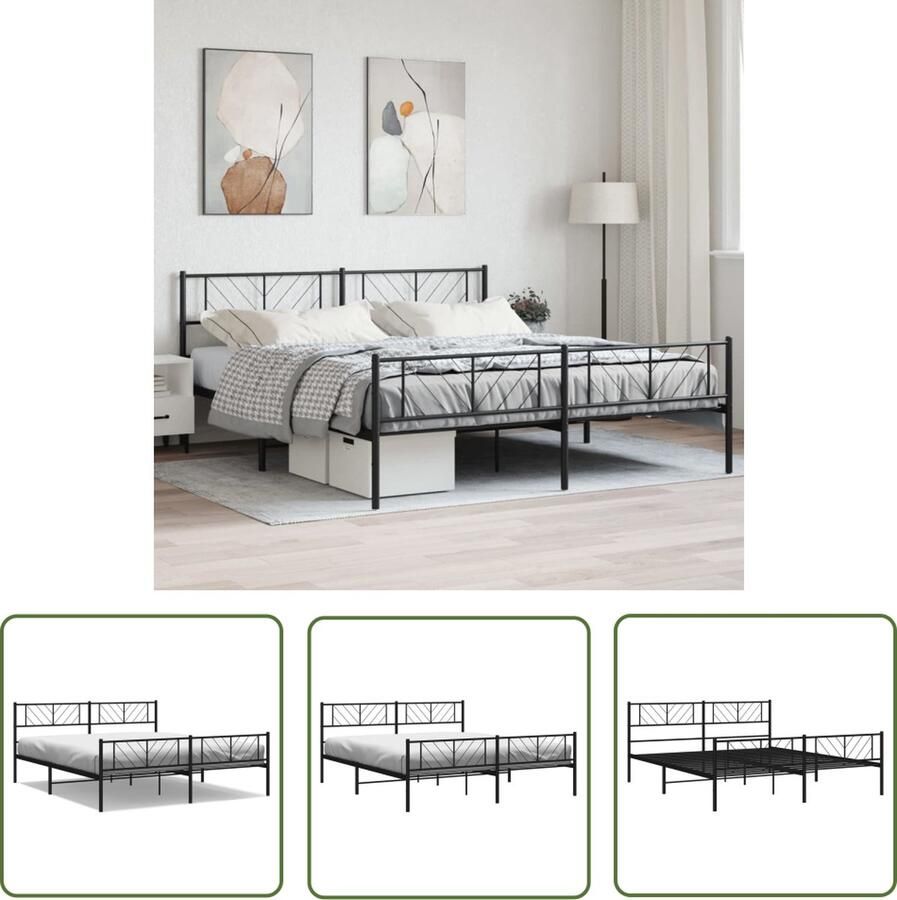 The Living Store Classic Metalen Bedframe Zwart 207 x 206 x 90 cm Robuuste constructie