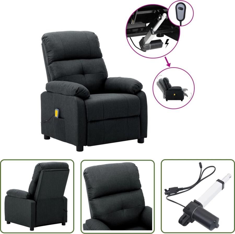 The Living Store Comfortabele Massagefauteuil Elektrisch verstelbaar Donkergrijs 73 x 90 x 100 cm Met 6 massageprogrammas Massagestoel Elektrisch Verstelbaar Relaxstoel Ergonomische Stoel Comfortabele Stoel
