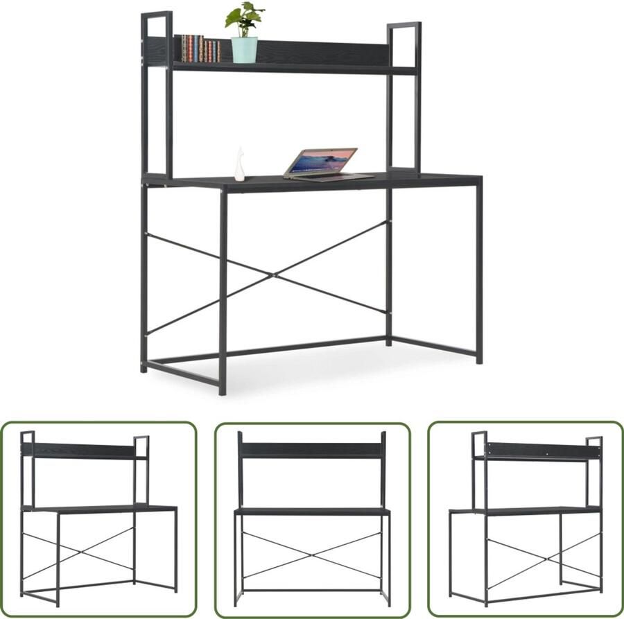 The Living Store Computerbureau 120x60x138 cm zwart Computerbureau Bureaus Zwarte Bureau Industrieel Bureau Schrijftafel