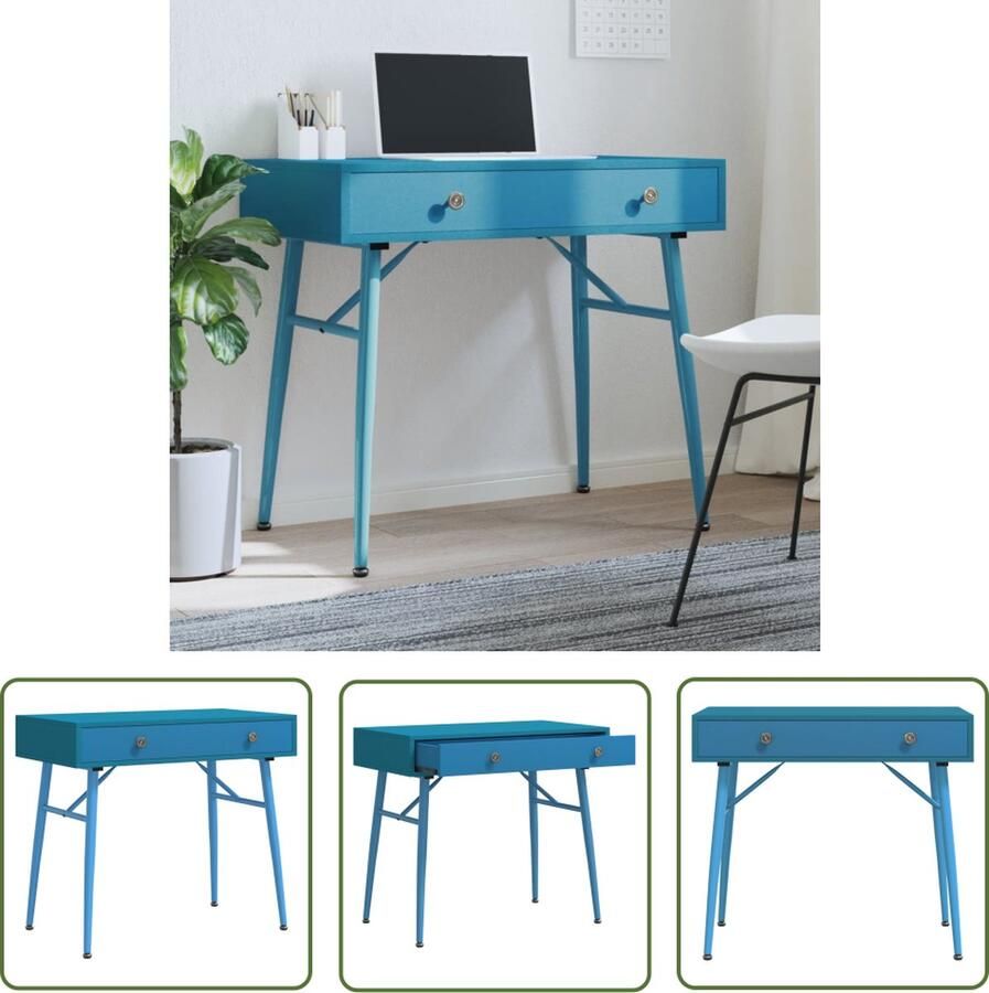 The Living Store Computerbureau in antieke stijl met lade 90x50x76 5 cm groen Computerbureau Bureau Houten Bureau Antiekgroen Bureau Kantoormeubilair