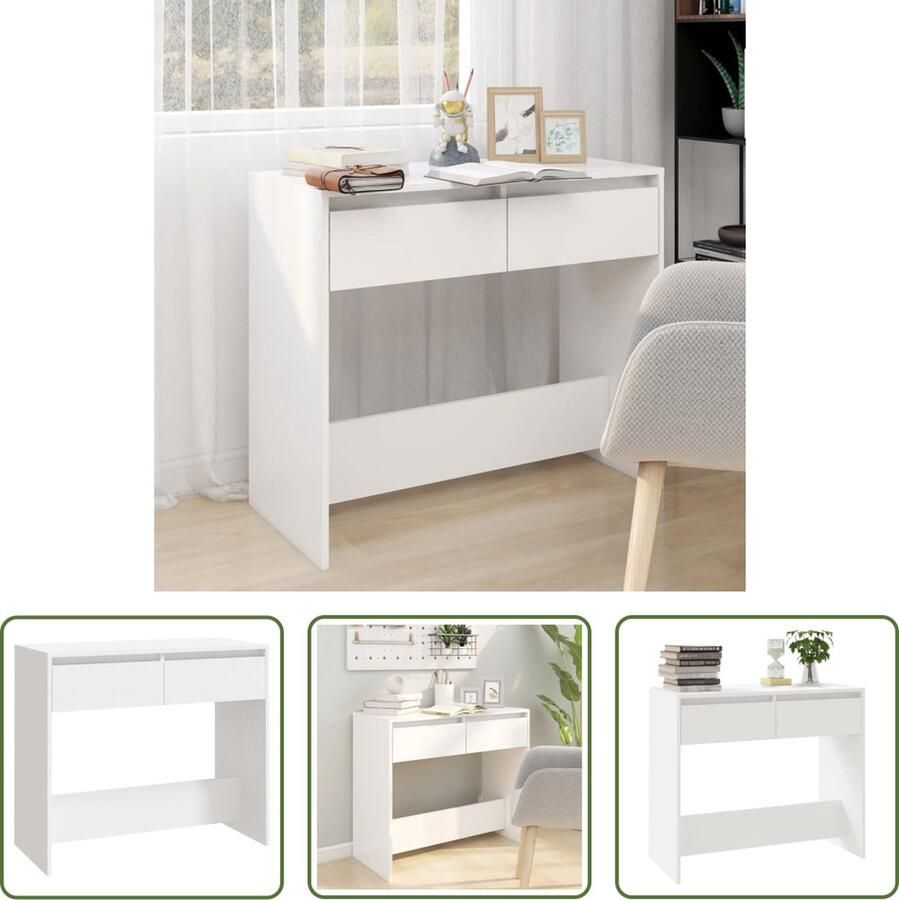 The Living Store Consoletafel Haltafel Wit 89 x 41 x 76.5 cm Stevig en stabiel Consoletafel Salontafel Bijzettafel Haltafel Wit Meubilair - Foto 2