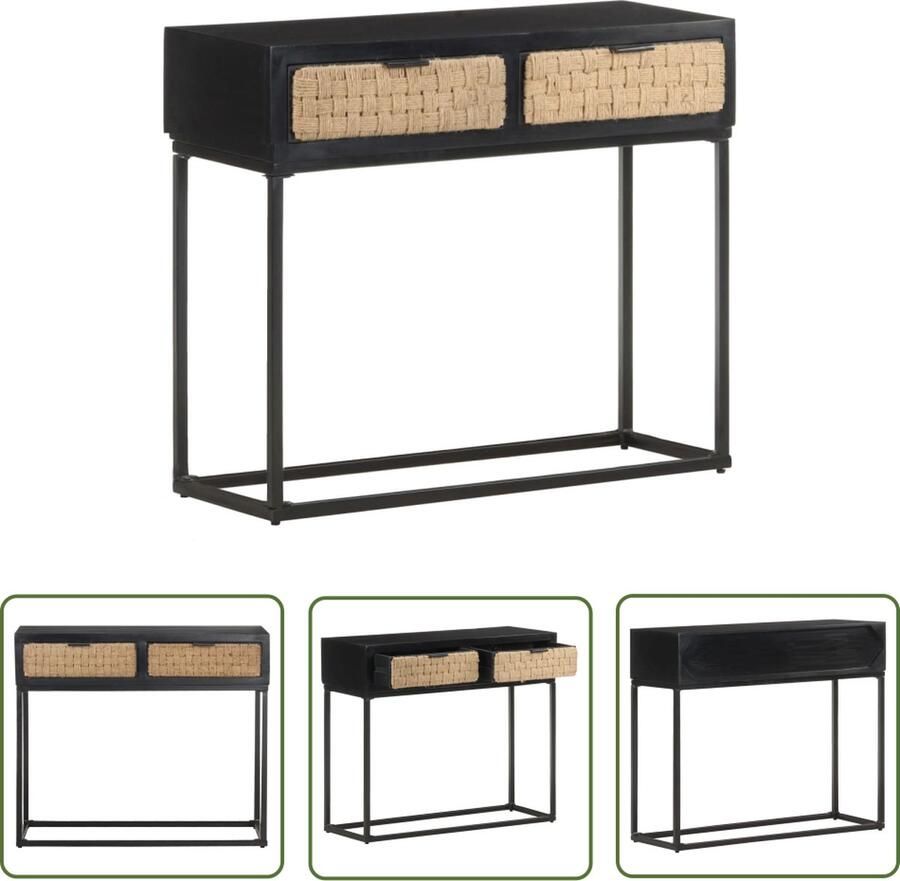 The Living Store Consoletafel Industrieel 90 x 35 x 76 cm Massief mangohout - Foto 2