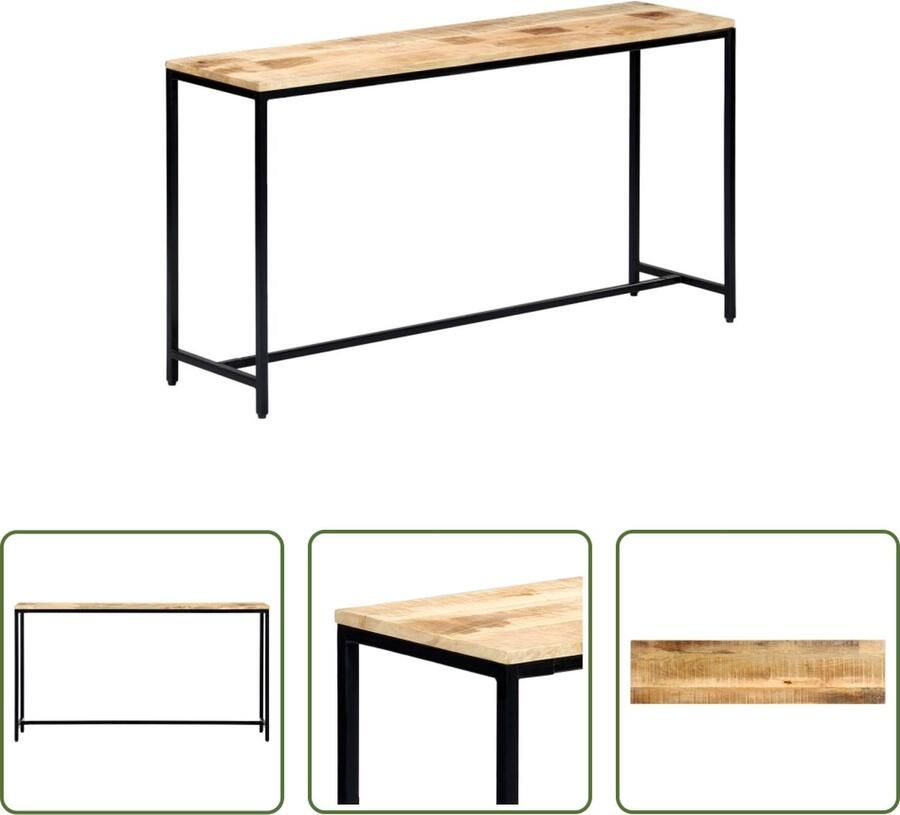 The Living Store Consoletafel Massief Mangohout 140x35x76 cm IndustriÃle Charme Consoletafel Salontafel Bijzettafel Mangohouten Tafel Industrieel Design - Foto 3