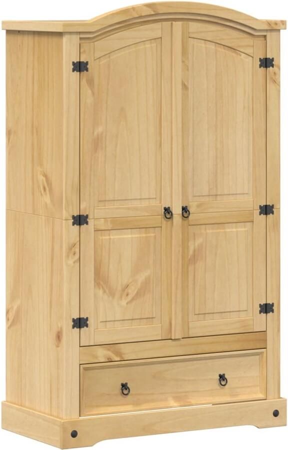 The Living Store Kledingkast Corona 101x52x170 cm massief grenenhout Kledingkast Grenenhouten Kast Vintage Kast Rustic Furniture Opbergkast - Foto 3