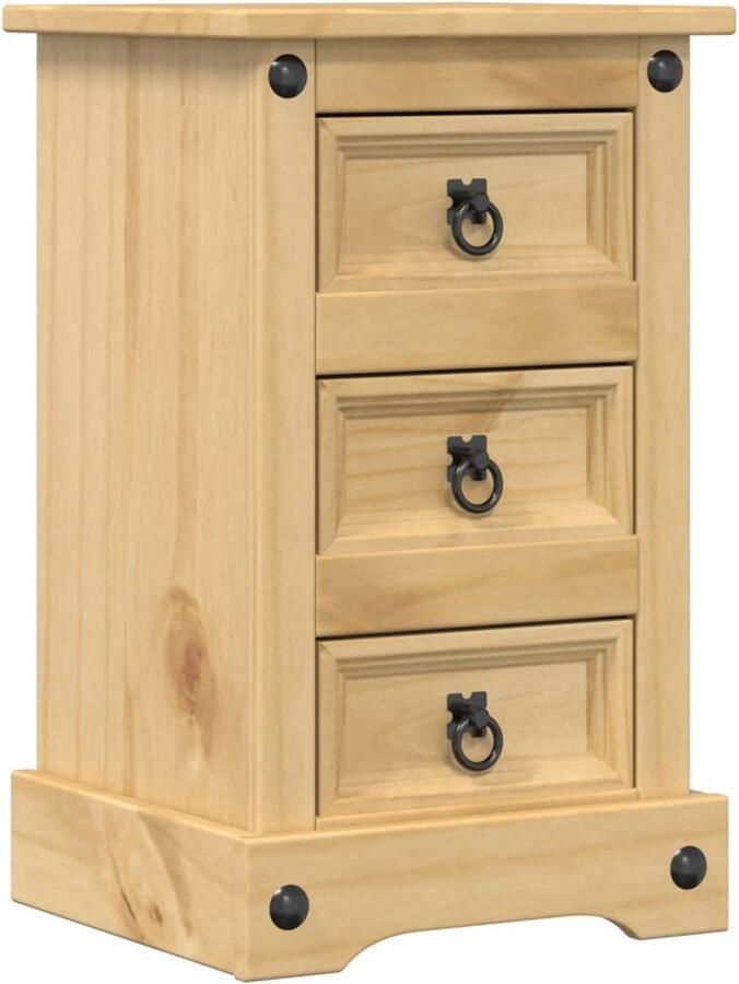 The Living Store Nachtkastje Corona 35x32 5x58 cm massief grenenhout Nachtkastje Corona Serie Grenenhout Bruine Kleur Vintage Design - Foto 2