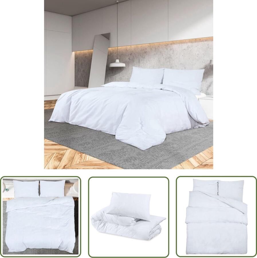 The Living Store Dekbedovertrek Wit 140x200 100% katoen OEKO-TEX gecertificeerd Dekbedovertrek Katoen Wit Tweepersoonsbed OEKO-TEX - Foto 2