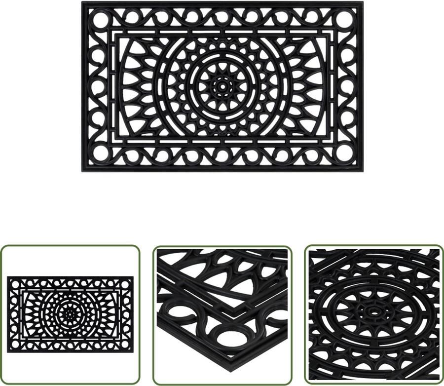 The Living Store Deurmat rechthoekig 45x75 cm rubber Vloerkleed Deurmat Zwart Anti-slip Deurmat Praktische Deurmat Moderne Deurmat
