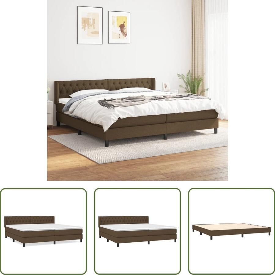 The Living Store Donkerbruin Boxspringbed 203 x 203 cm Hoofdbord verstelbaar Pocketvering matras Middelharde ondersteuning Huidvriendelijk topmatras Inclusief montagehandleiding