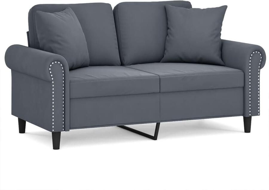 The Living Store Donkergrijs Fluweel 2-zitsbank 152 x 77 x 80 cm Comfortabele zitervaring Tweezitsbank Donkere Grijze Bank Fluwelen Bank Lounge Bank Woonkamer Meubilair - Foto 2