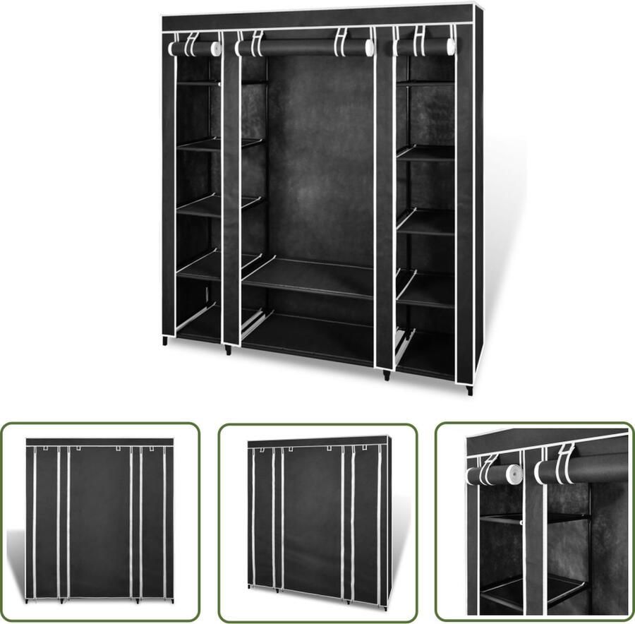 The Living Store Draagbare Kast Zwart 45 x 150 x 176 cm Vochtbestendig - Foto 2