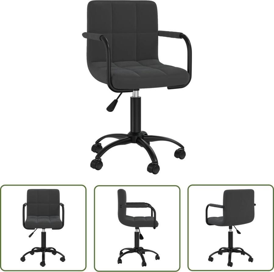 VidaXL Eetkamerstoel Draaibare Eetkamerstoel draaibaar fluweel zwart Fluweel Stoel Zwarte Eetkamerstoel Design Eetkamerstoel - Foto 2