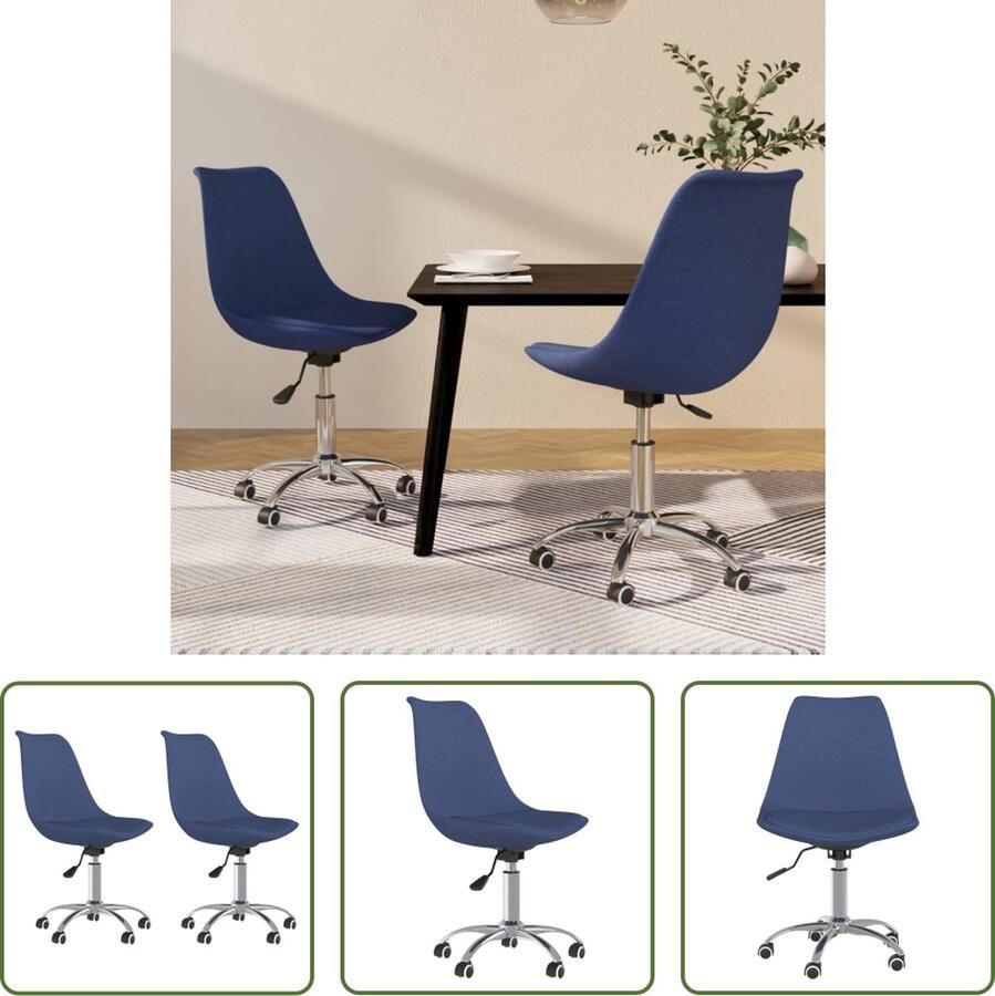The Living Store Draaibare Eetkamerstoelen Blauw 48 x 58 x (81-93) cm Gasveermechanisme - Foto 2