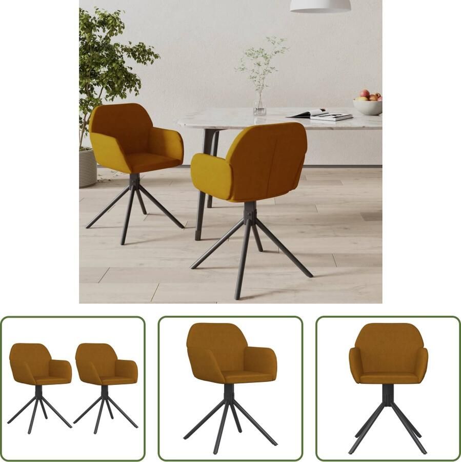 The Living Store Draaibare Eetkamerstoelen Bruin 54 x 58.5 x 79.5 cm Fluweel - Foto 2