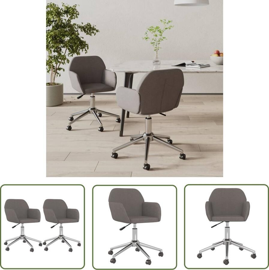 The Living Store Draaibare Eetkamerstoelen Donkergrijs 54 x 60.5 x (73 80.5) cm Ergonomisch ontwerp Metaal Multiplex Set van 2