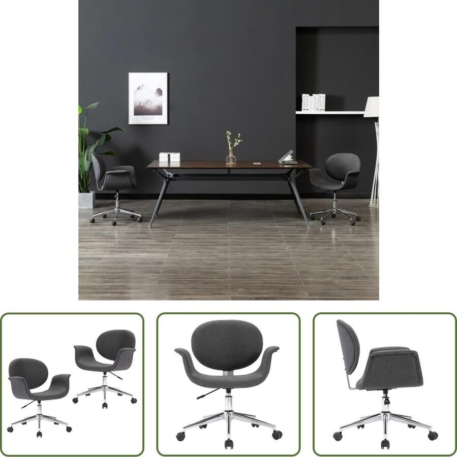 The Living Store Draaibare Eetkamerstoelen Donkergrijs Set van 2 67x62x(80-87.5)cm Ergonomisch Ontwerp - Foto 2