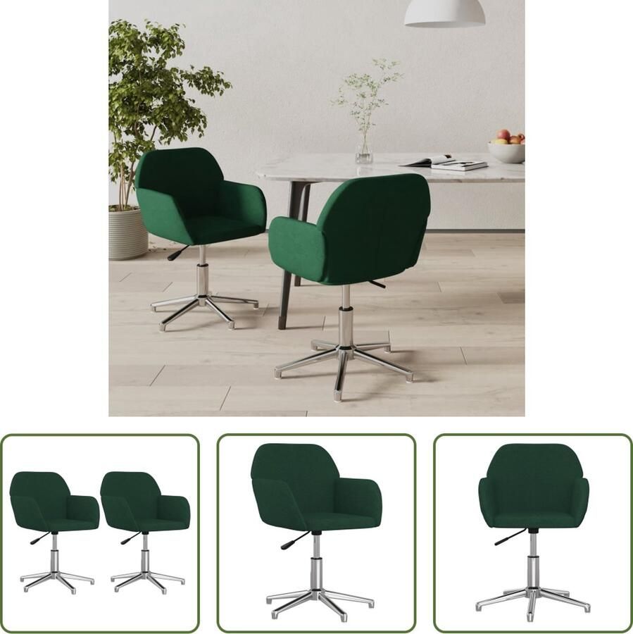 The Living Store Draaibare Eetkamerstoelen Donkergroen 53.5 x 57 x (70-77.5) cm Ergonomisch ontwerp