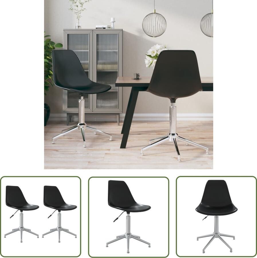 The Living Store Draaibare Eetkamerstoelen Polypropyleen Zwart 46 x 59 x (70-82) cm Ergonomisch - Foto 2