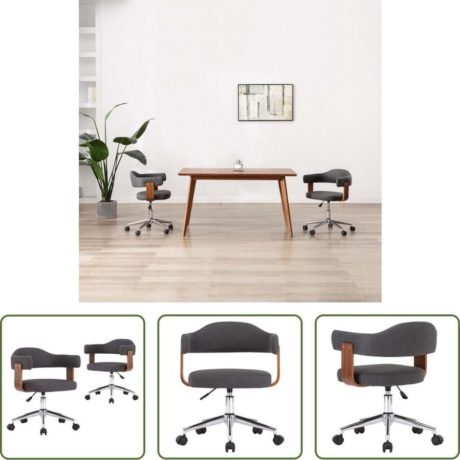 VidaXL The Living Store Draaibare Eetkamerstoelen Set van 2 Grijs 49.5x51.5x(94.5-115.5) cm - Foto 2