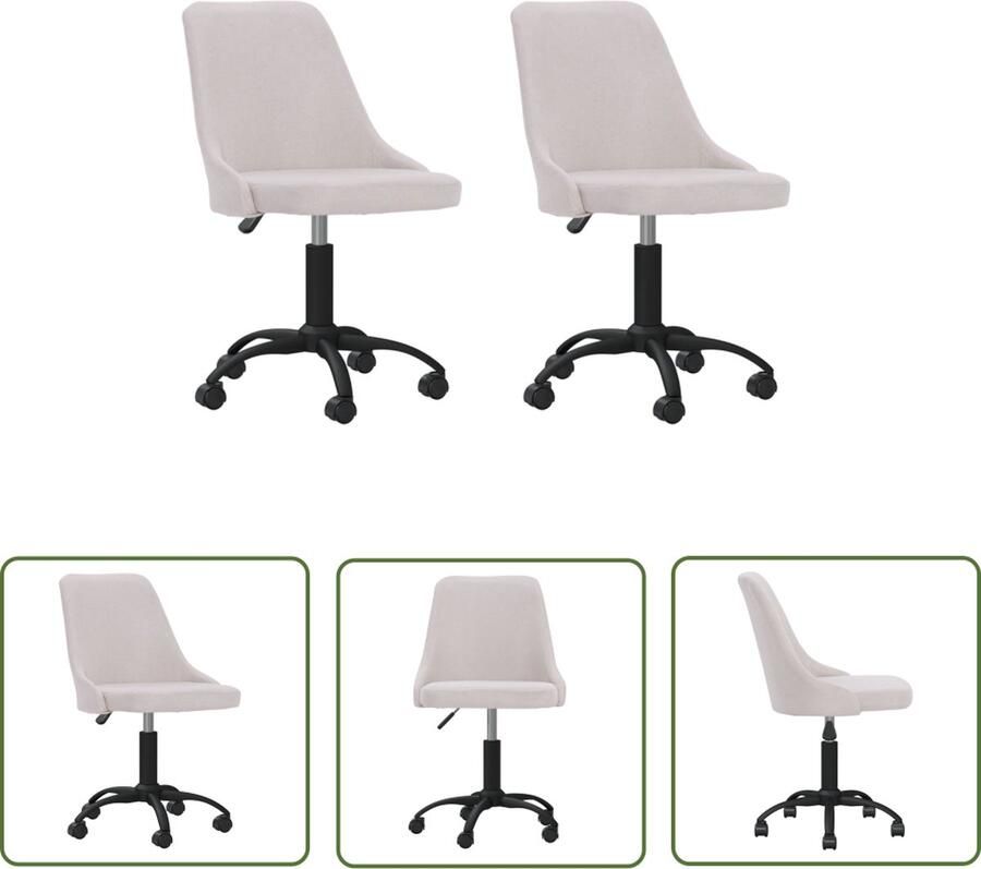 The Living Store Eetkamerstoelen 2 st draaibaar stof crèmekleurig Eetkamerstoel