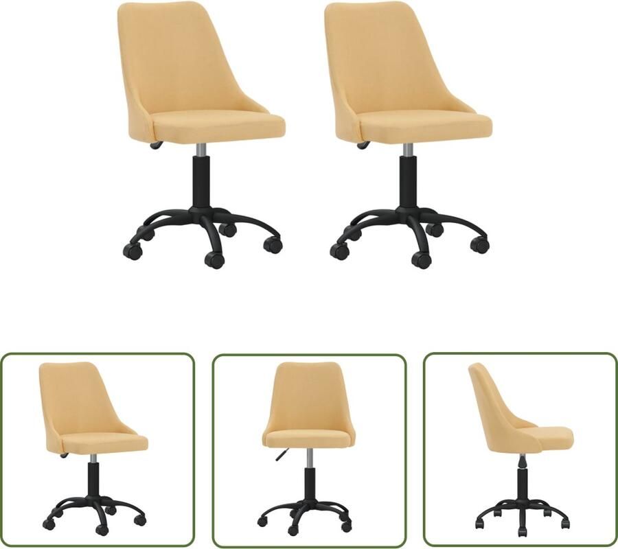 The Living Store Draaibare Eetstoelen Geel 51 x 56 x (86-98) cm Gasveermechanisme 360 graden draaibaar Inclusief wieltjes Montage vereist 2 stuks - Foto 2