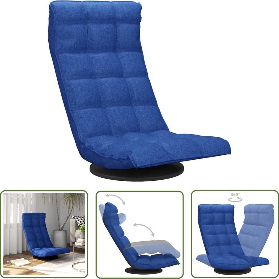 The Living Store Draaibare Vloerstoel Blauw 90x54x80 cm Stabiel en Duurzaam Verstelbaar 360 graden draaibaar Inklapbaar Schuimvulling Montage vereist - Foto 2