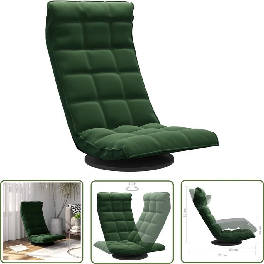 The Living Store Draaibare vloerstoel donkergroen fluweel 90x54x80 cm verstelbaar