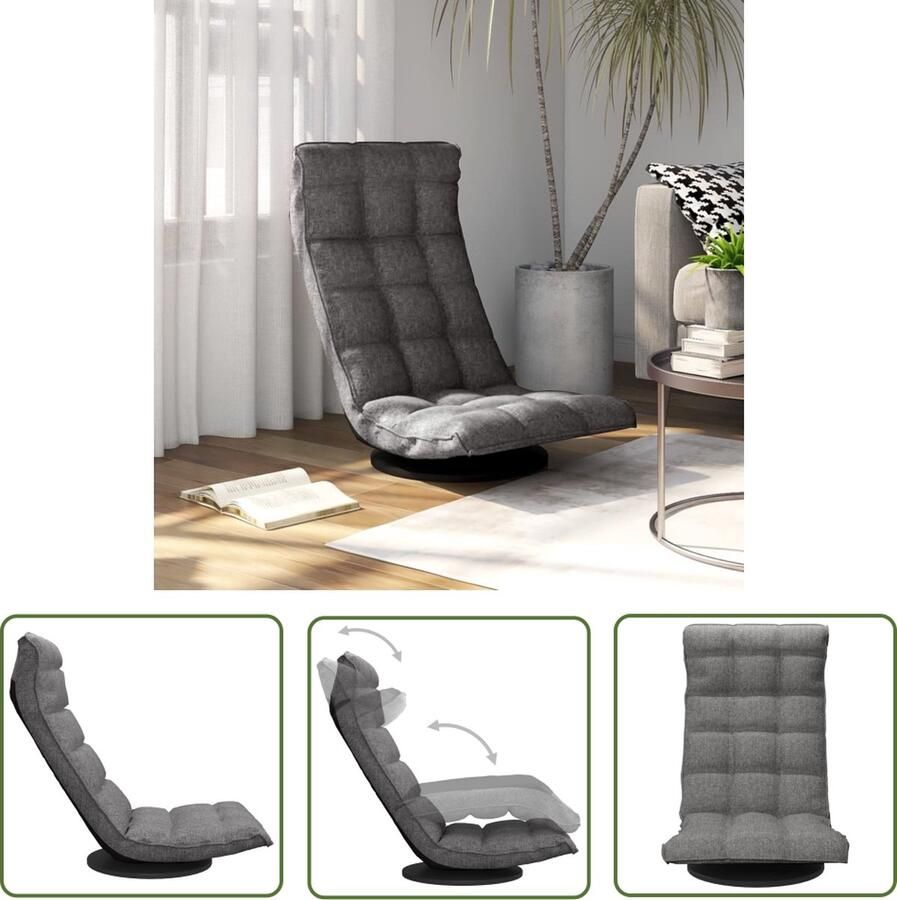 The Living Store Draaibare Vloerstoel Lichtgrijs 90x54x80 cm Stabiel en Comfortabel Verstelbare Hoeken 360° Draaibaar Inklapbaar Metalen Frame Montage vereist - Foto 2