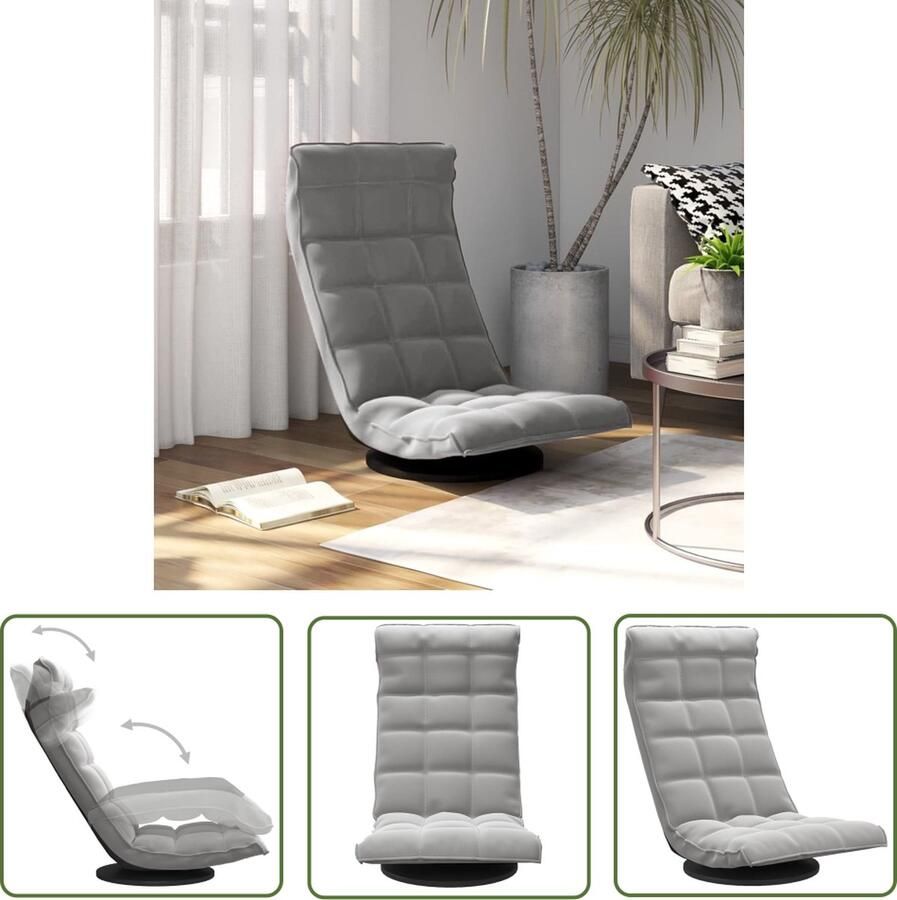 The Living Store Draaibare Vloerstoel Lichtgrijs Fluweel 90x54x80cm Inklapbaar - Foto 2