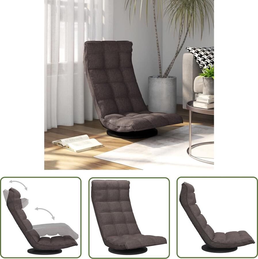 The Living Store Draaibare Vloerstoel Taupe 90 x 54 x 80 cm 360 graden draaibaar - Foto 2