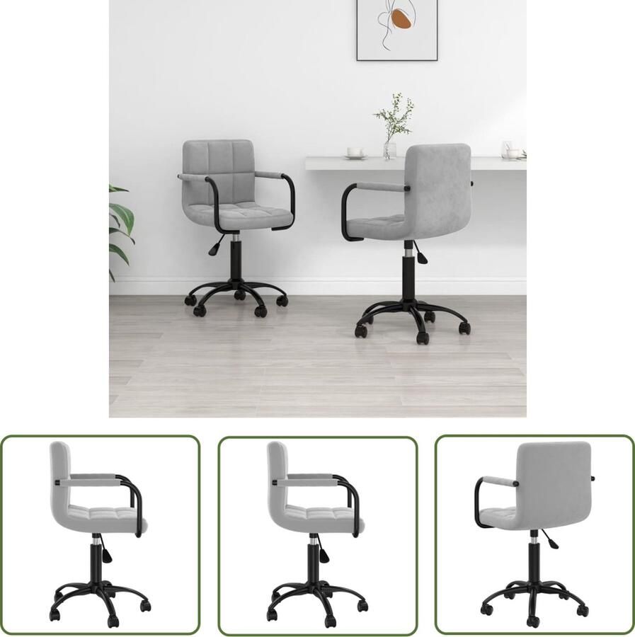 The Living Store Draaistoelen Eetkamerstoel 40 x 47 x (76-87.5) cm Lichtgrijs Fluweel Eetkamerstoelen Draaistoelen Fluweel Stoelen Licht Grijze Stoelen Lounge Stoelen