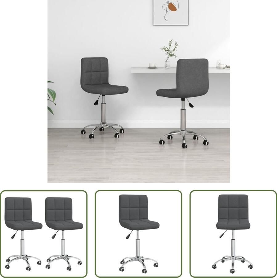 The Living Store Draaistoelen Eetkamerstoelen 40 x 47 x (74.5 86) cm Donkergrijs - Foto 2