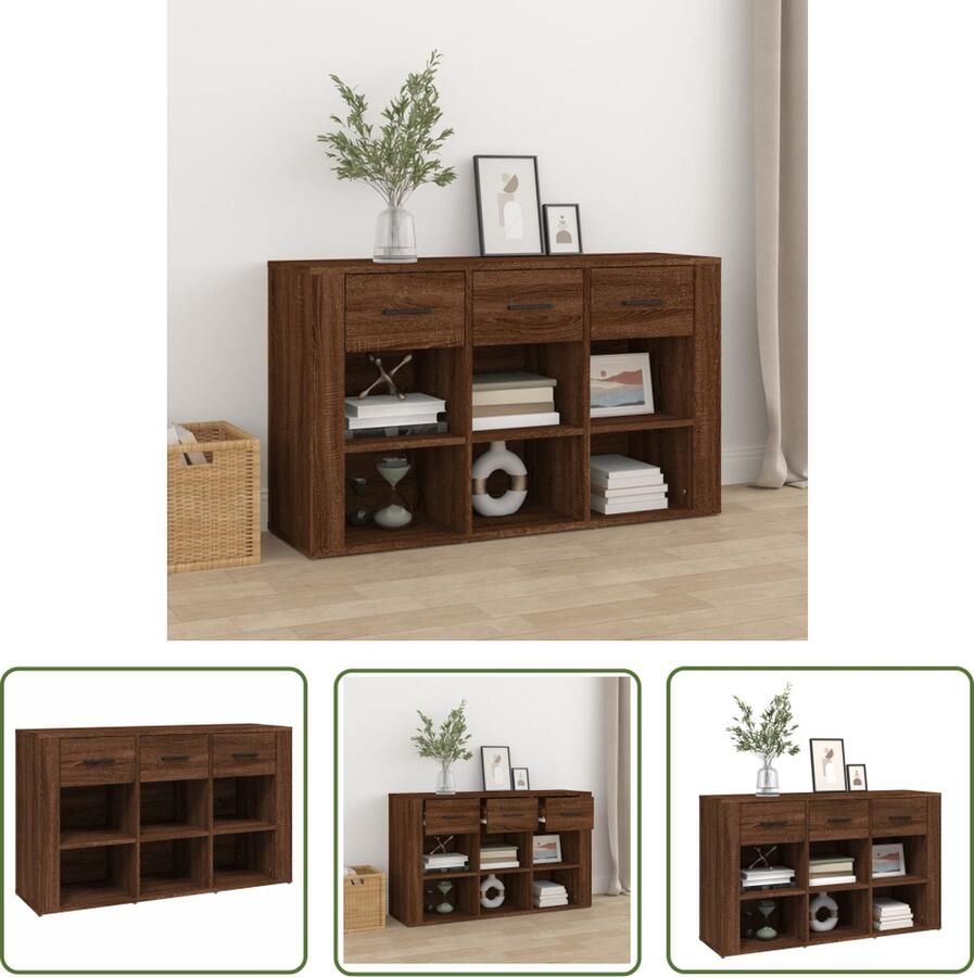 The Living Store Dressoir 100x30x59 5 cm bewerkt hout bruin eikenkleur Dressoir Houten Dressoir Vintage Dressoir Landelijk Dressoir Bruine Eiken Dressoir