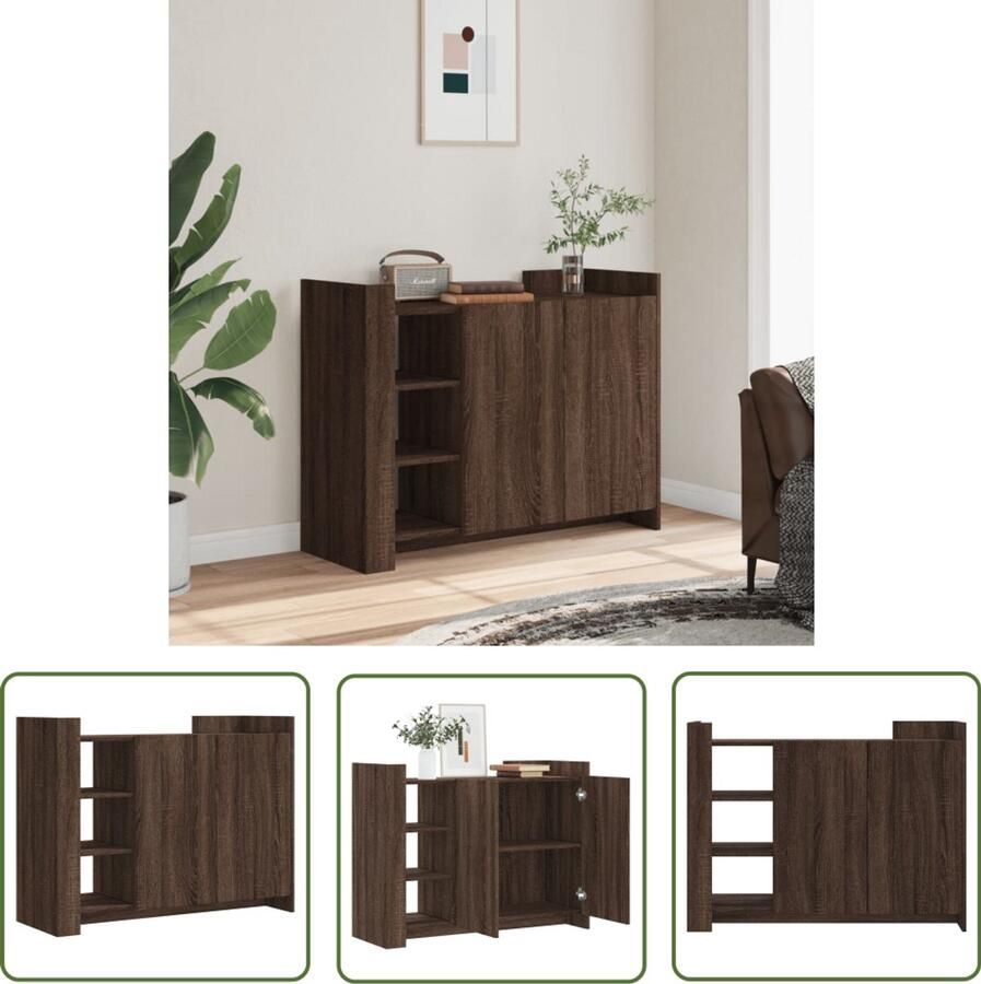 The Living Store Dressoir 100x35x75 cm bewerkt hout bruin eikenkleur Dressoir Houten Dressoir Vintage Dressoir Woonaccessoires Opbergkast