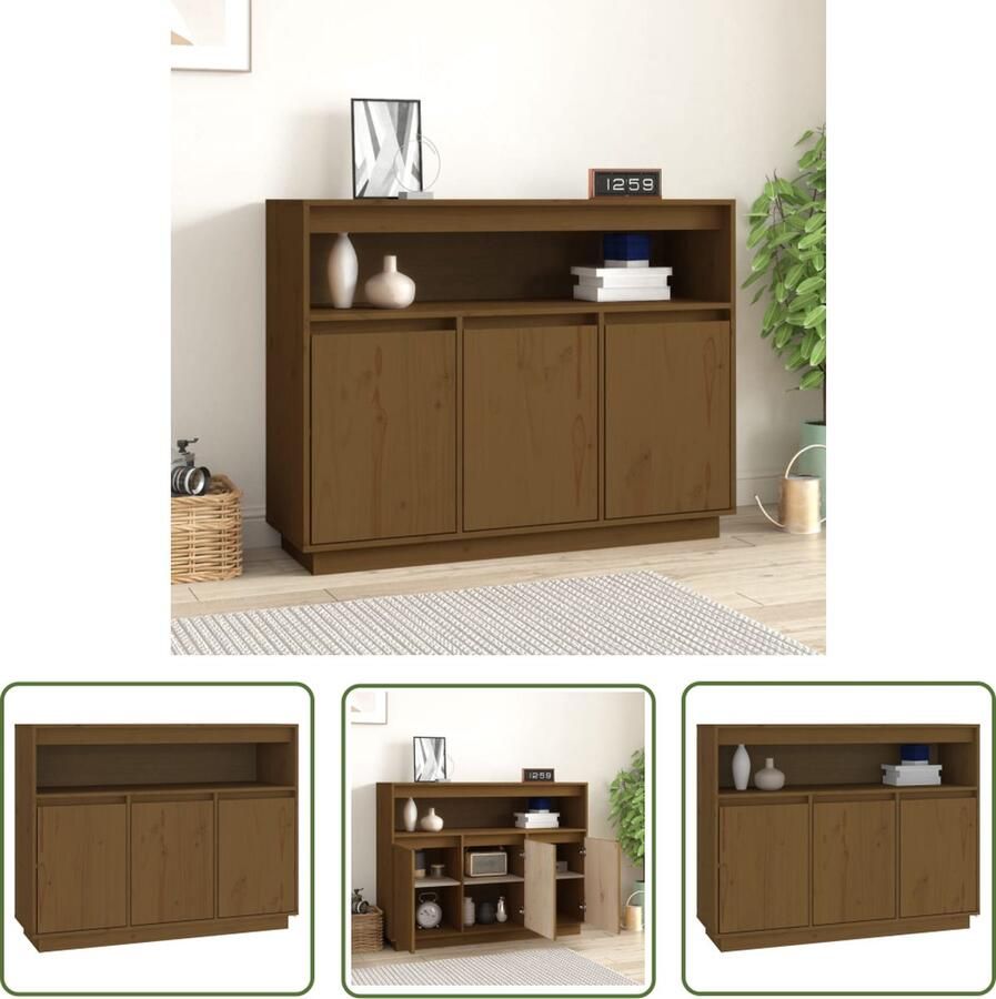 The Living Store Dressoir 104 5x34x80 cm massief grenenhout honingbruin Dressoir Houten Dressoir Vintage Dressoir Salontafel Tv Tafel