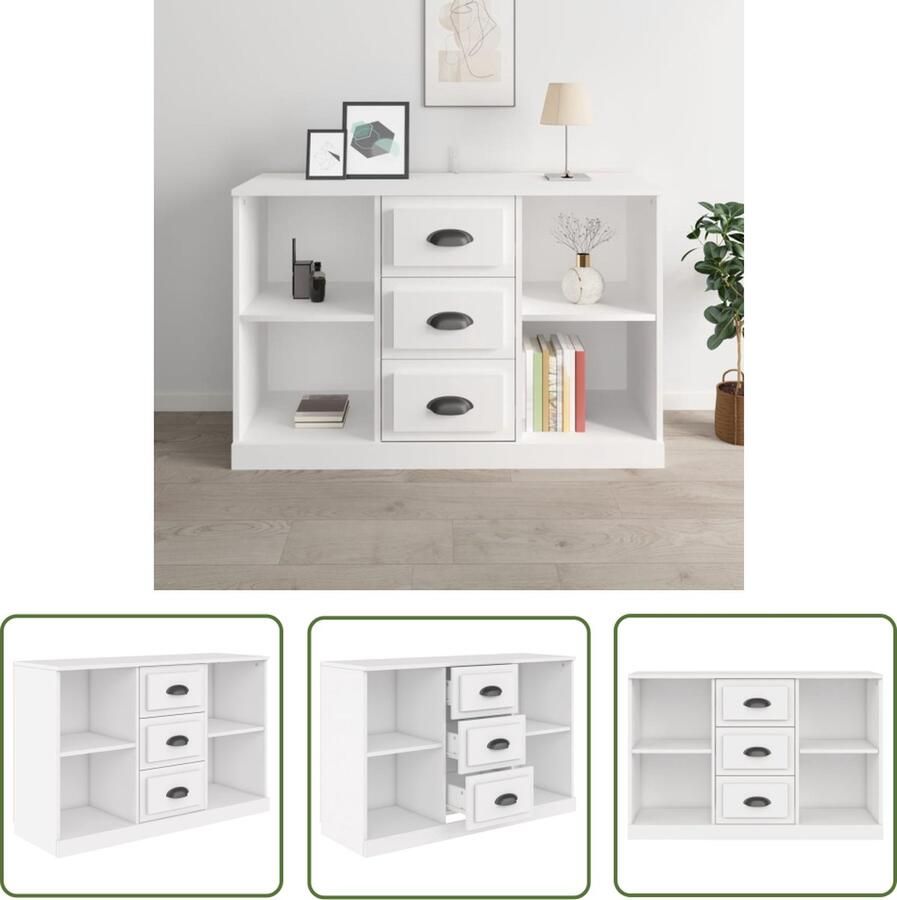 The Living Store Dressoir 104 5x35 5x67 5 cm bewerkt hout wit Dressoir Kast Houten Dressoir Wit Dressoir Vintage Dressoir