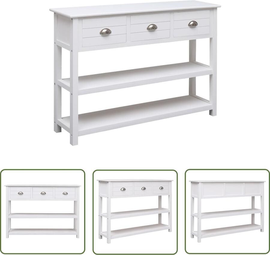 The Living Store Dressoir 108x30x76 cm massief paulowniahout wit Dressoir Kast Opbergmeubels Woonkamerinrichting Slaapkamerinrichting