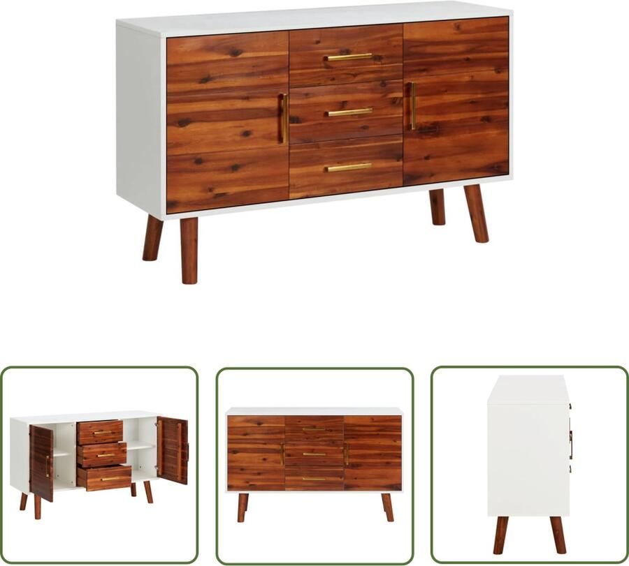 The Living Store Dressoir 110x35x70 cm massief acaciahout en MDF Dressoir Salontafel Tv-meubel Opbergkast Acacia Hout