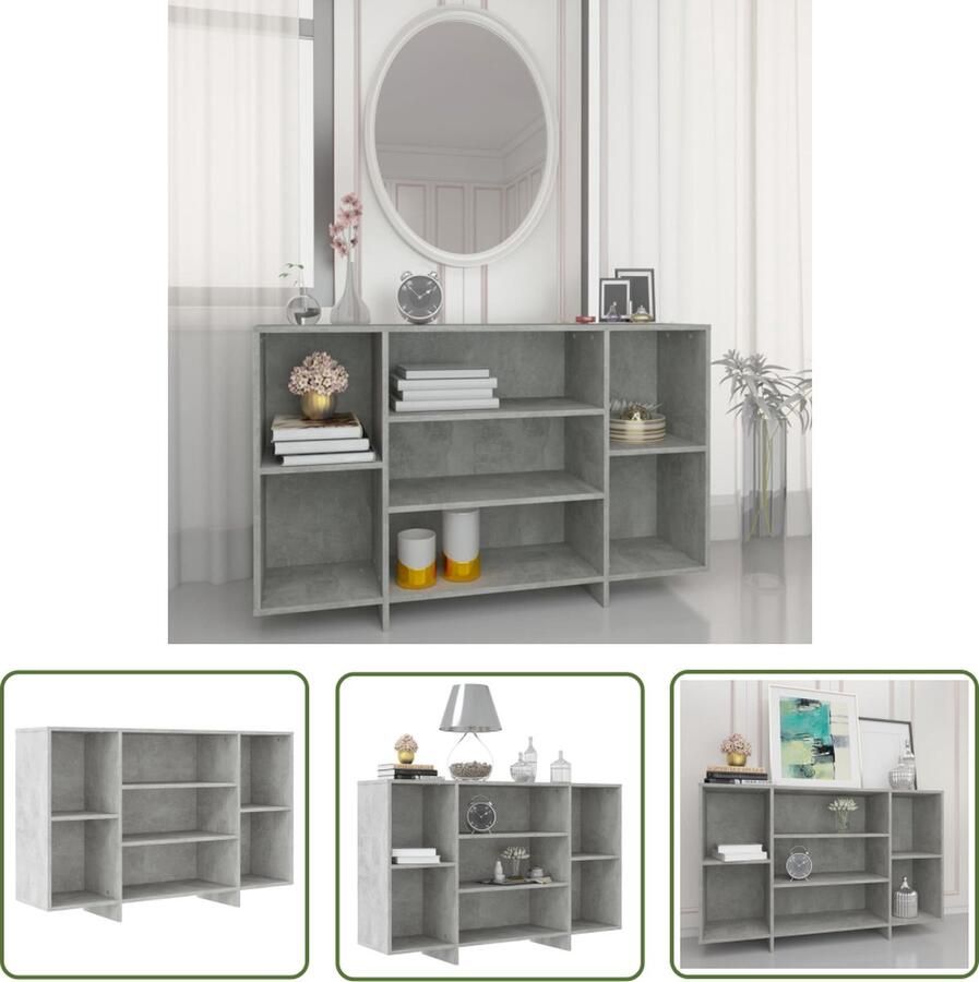 VidaXL Dressoir 120x30x75 cm bewerkt hout betongrijs Dressoir Buffetkast Houten Dressoir Grijze Dressoir Vintage Dressoir