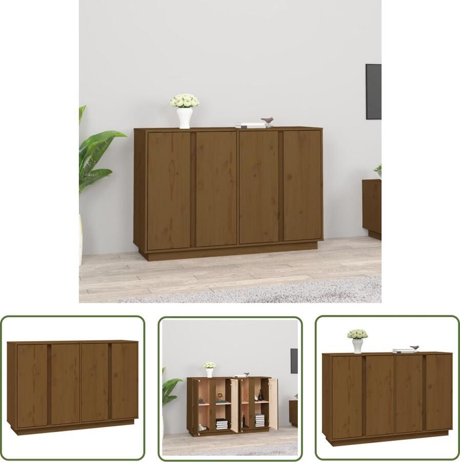 The Living Store Dressoir 120x35x80 cm massief grenenhout honingbruin Dressoir Houten Dressoir Grenoble Dressoir Vintage Dressoir Salontafel - Foto 2