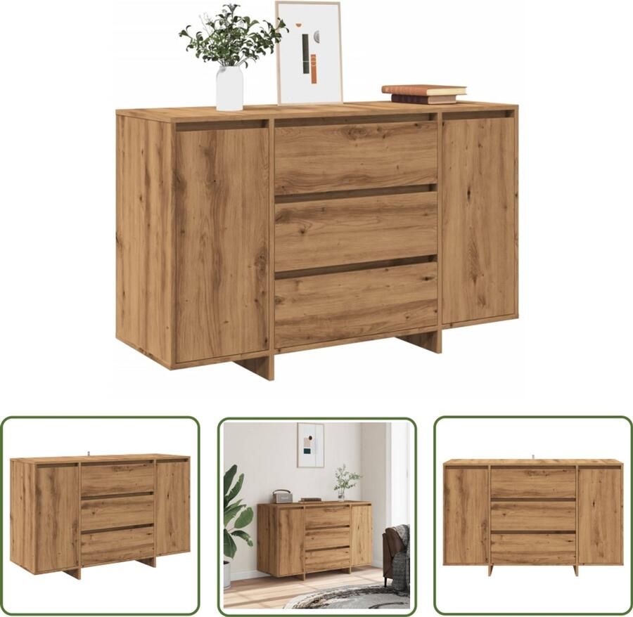 The Living Store Dressoir 120x41x75 cm bewerkt hout artisanaal eikenkleur Dressoir Kast Houten Dressoir Salontafel Opslagoplossing