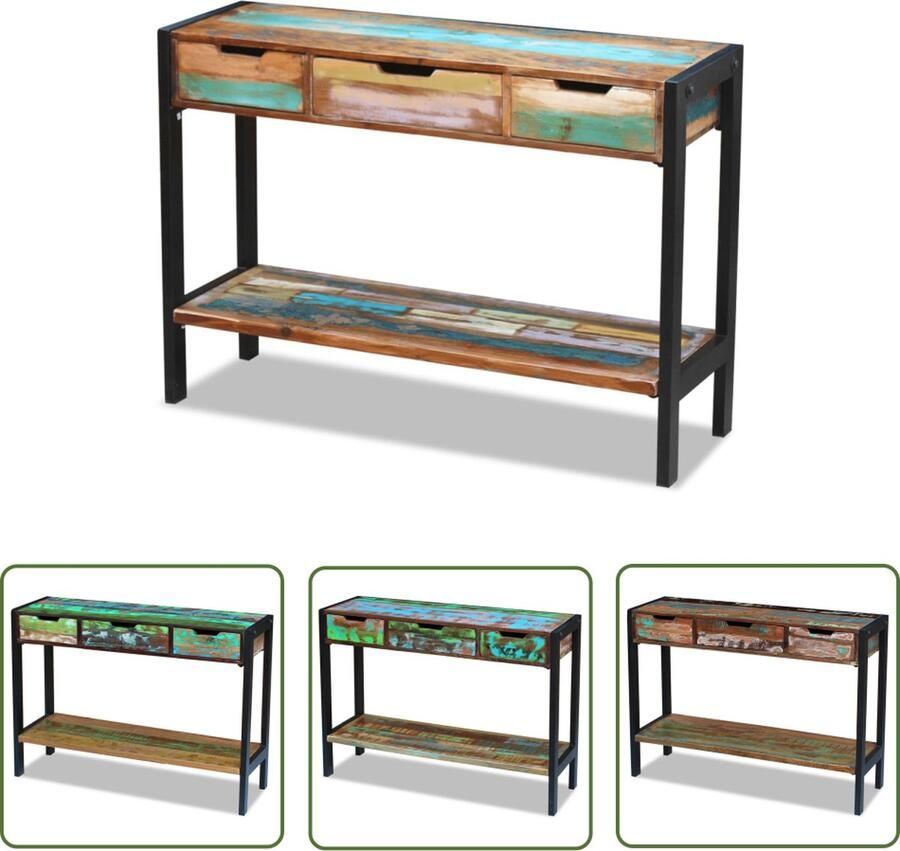 The Living Store Dressoir 3 lades massief gerecycled hout Dressoir Vintage Meubilair Landelijk Interieur Recycled Wood Furniture Handcrafted Furniture