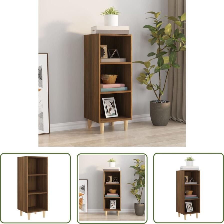 The Living Store Dressoir 34 5x32 5x90 cm bewerkt hout bruin eikenkleur Dressoir Commode Bergruimte Badkamermeubel Salontafel