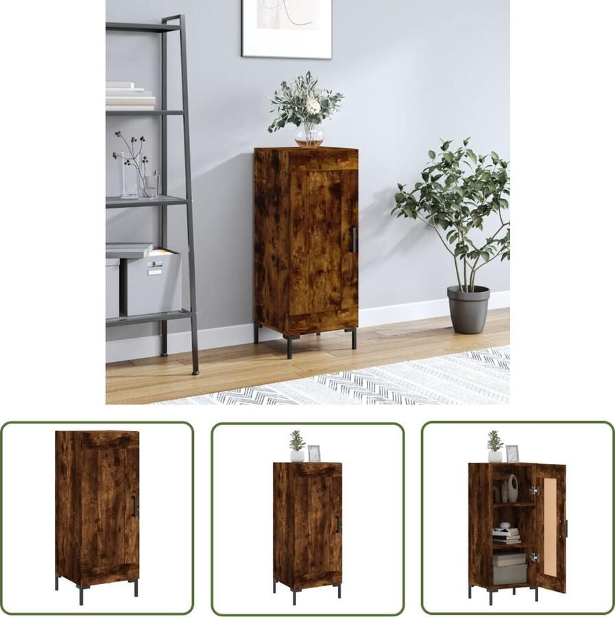 VidaXL The Living Store Dressoir 34 5x34x90 cm bewerkt hout gerookt eiken Dressoir Kasten Houten Dressoirs Landelijke Dressoirs Vintage Dressoirs