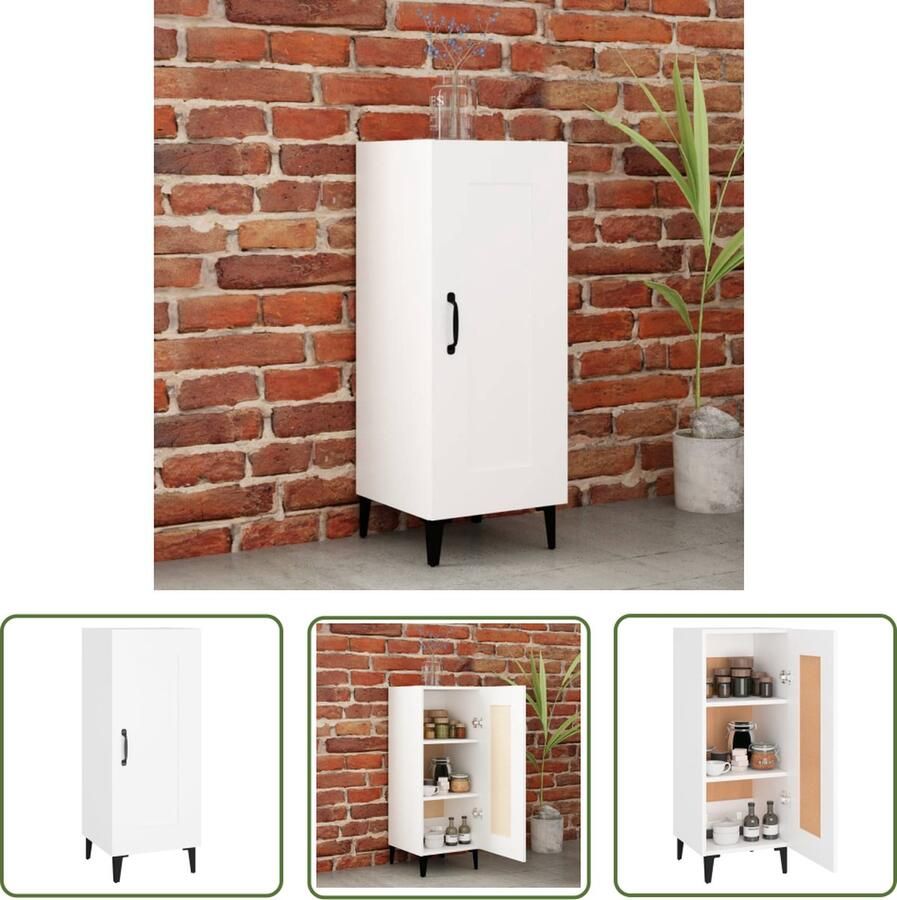 The Living Store Dressoir 34 5x34x90 cm bewerkt hout wit Dressoir Commode Opbergkast Houten Dressoir Wit Dressoir