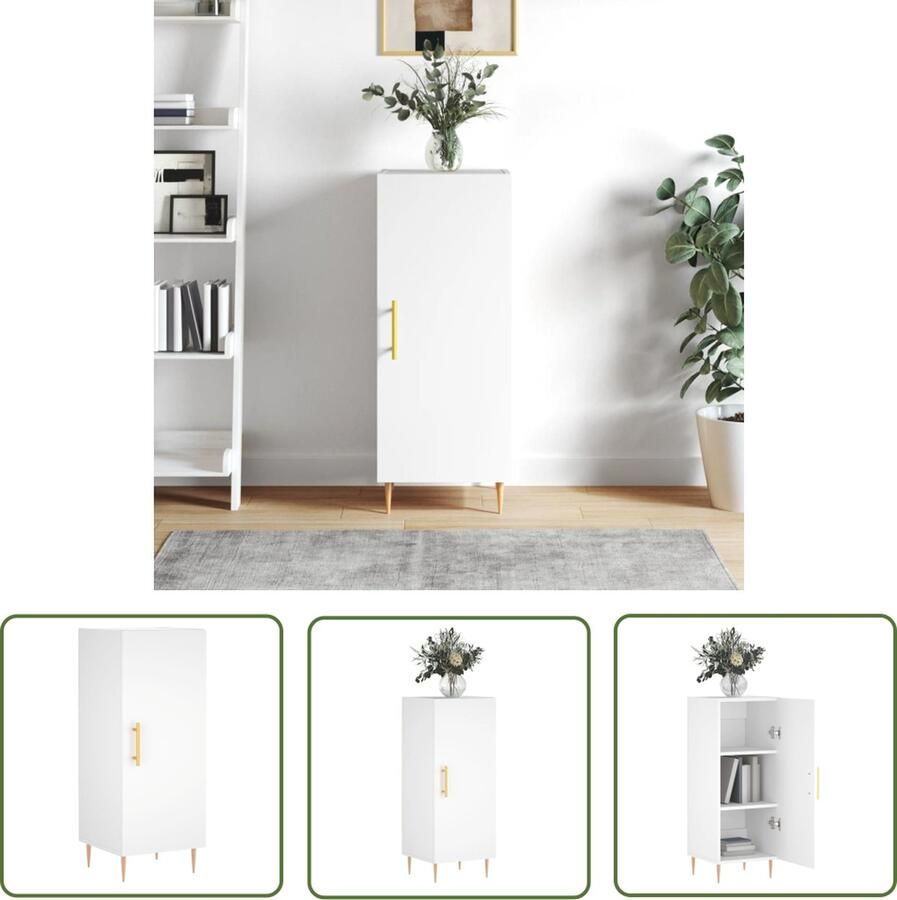 The Living Store Dressoir 34 5x34x90 cm bewerkt hout wit Dressoir Modern Dressoir Bijzetkast Witte Dressoir Houten Dressoir