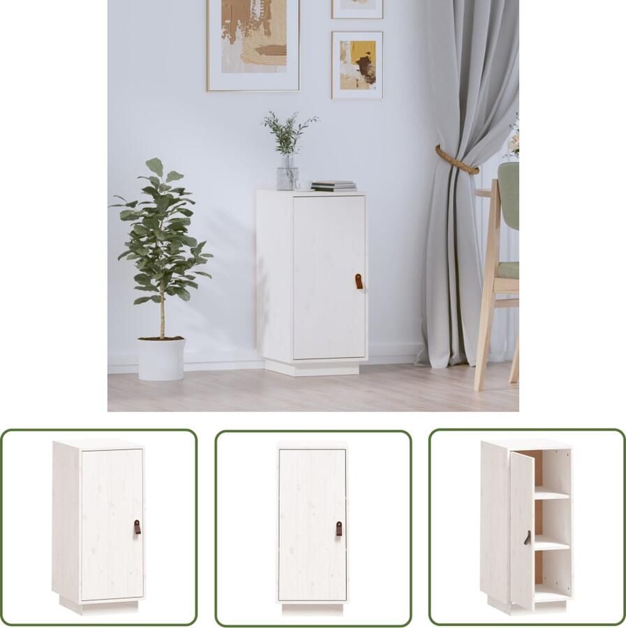 The Living Store Dressoir 34x40x75 cm massief grenenhout wit Dressoir Houten Dressoir Grenenhout Dressoir Wit Dressoir Opbergmeubilair